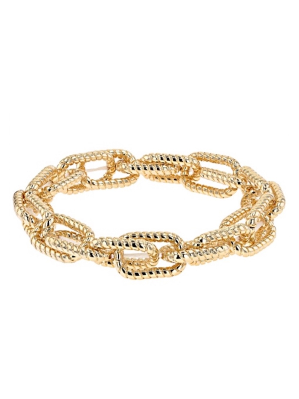 JTV Gold-Tone Textured Hammered Rectangular Link Bracelet